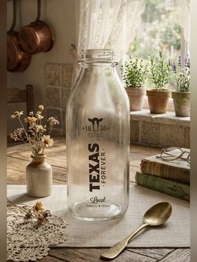 Texas Forever Glass Milk Bottle 1836 Farms Glass Local Terrell Texas 32 oz EUC